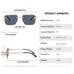 Men's Rimless Metal Sunglasses for Cycling Riding Fishing