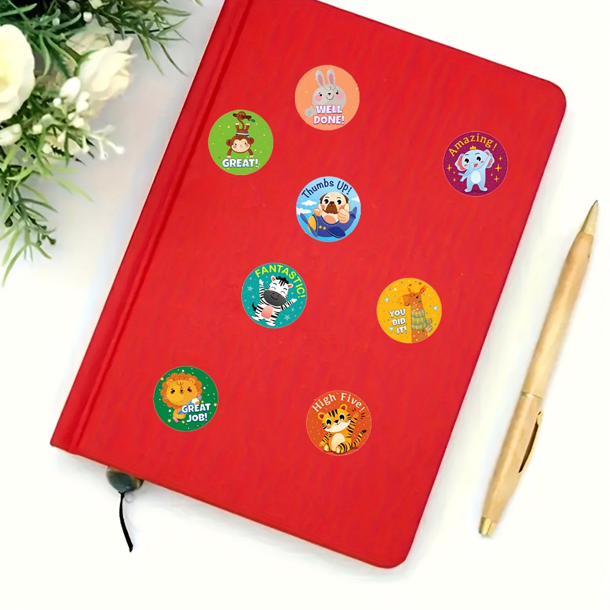 500 Animal Encouragement English Sticker Roll