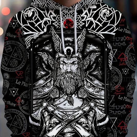 Men's All Over Print Hoodie Kangaroo Pocket Loose Pullover