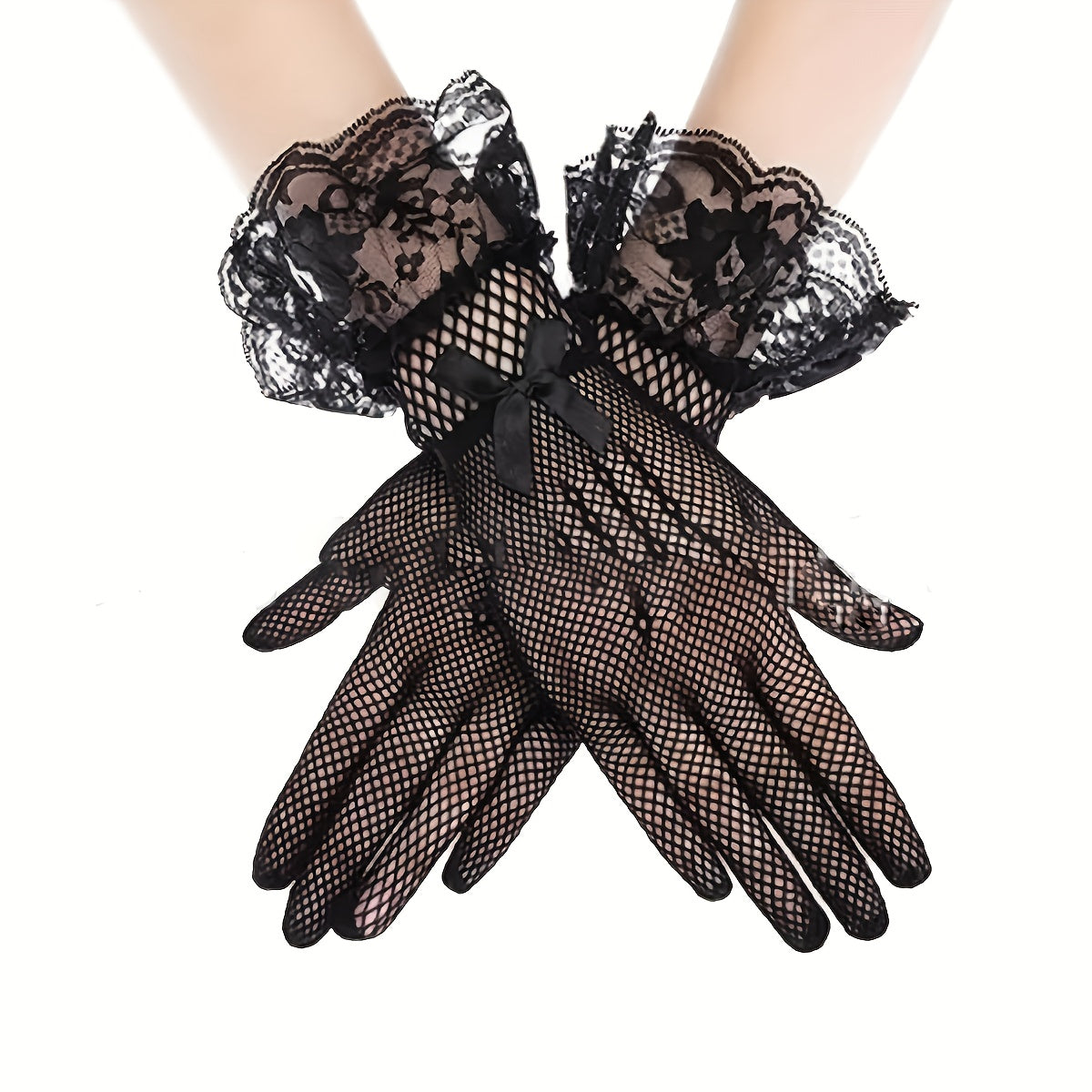 Women's Full Finger Fishnet Lace Gloves - Wedding/Performance/Bridal