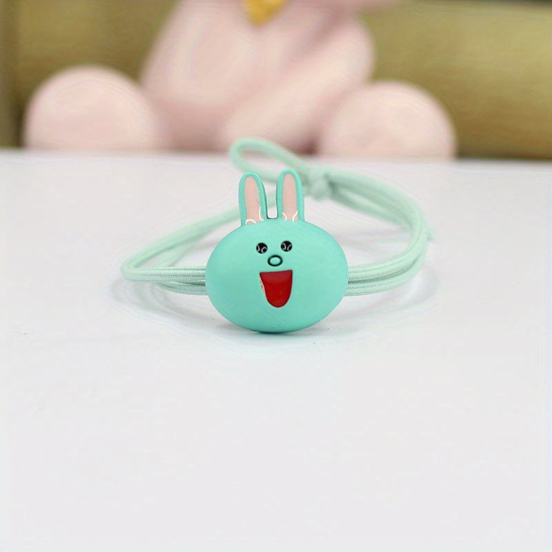 Smiling Rabbit Decor Hair Tie Hair Ring For Girls Elastic Lovely Ponytail Holder