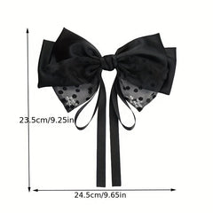 Pearl Bow Hair Clip with Long Ribbon