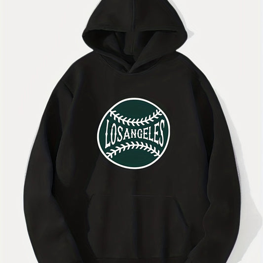 Los Angeles Baseball Print Hoodie for Men