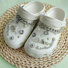 14pcs Shoe Accessories Set Crown Alphabet Flash Diamond Chain