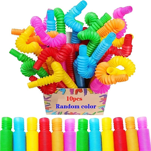10 Pack Sensory Pop Tubes Toys Assorted Colors Fine Motor Skill Development