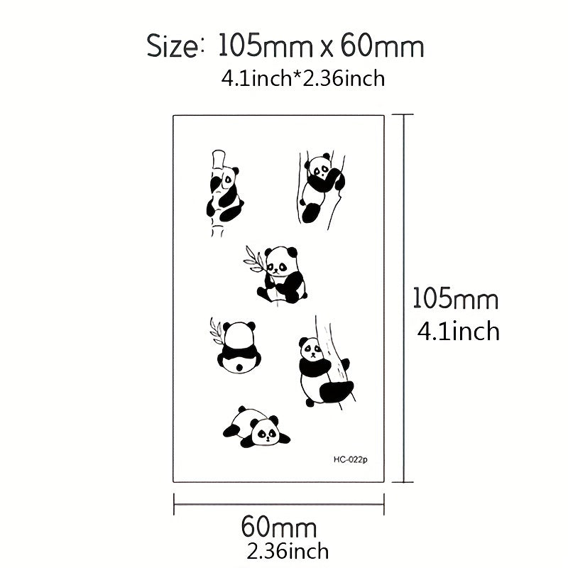 Panda and Bamboo Cartoon Tattoo Sticker - Waterproof and Long Lasting