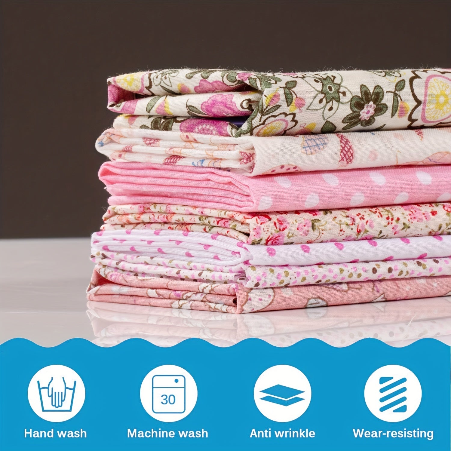 7pcs Cotton Fabric Scraps for Patchwork DIY Cotton Fabric 50 X 19 7in