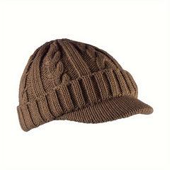 Knit Beanie Visor Cap Warm Winter Hat