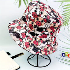 Kids Puppy Doodle Bucket Hat Double Sided Foldable Sun Hat