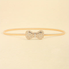Rhinestone Bow Waist Chain Elastic Belt for Women