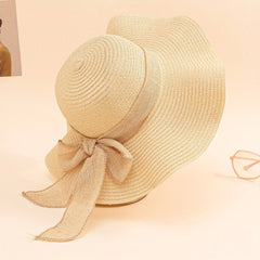 Floppy Ruffles Bowknot Sun Hat Frayed Brim Sun Hat