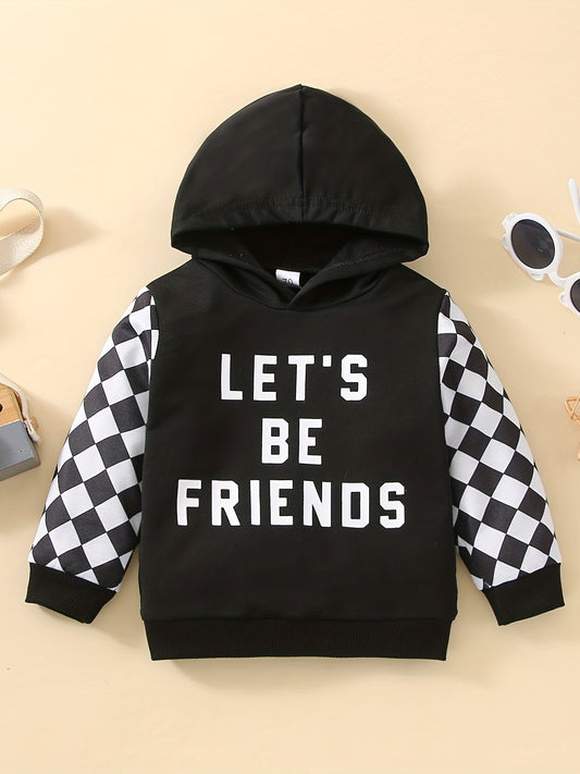 Baby Hooded Plaid Long Sleeve Ribbed Sweatshirt