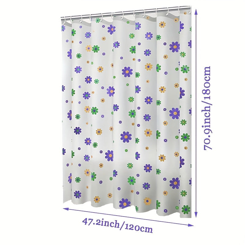 Purple Flower Shower Curtain PEVA Fabric Colorful Wildflower Shower Curtains