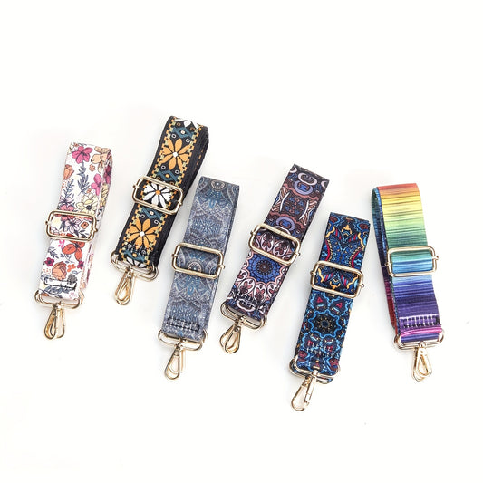 Colorful Floral Shoulder Strap Ethnic Style Wide Purse & Guitar Strap