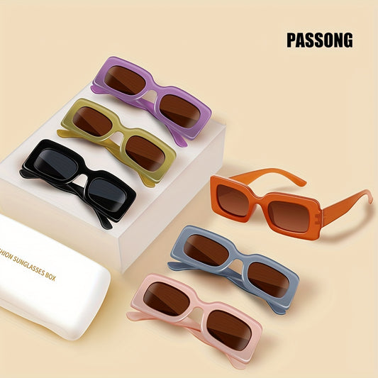 Multicolor Rectangle Sunglasses Women Vintage Glasses UV400