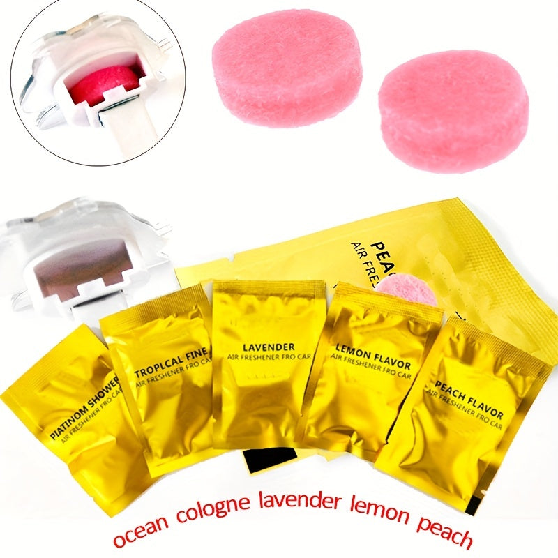 10pcs Car Air Freshener Tablets 5 Scents Lavender Lemon Ocean Peach Cologne