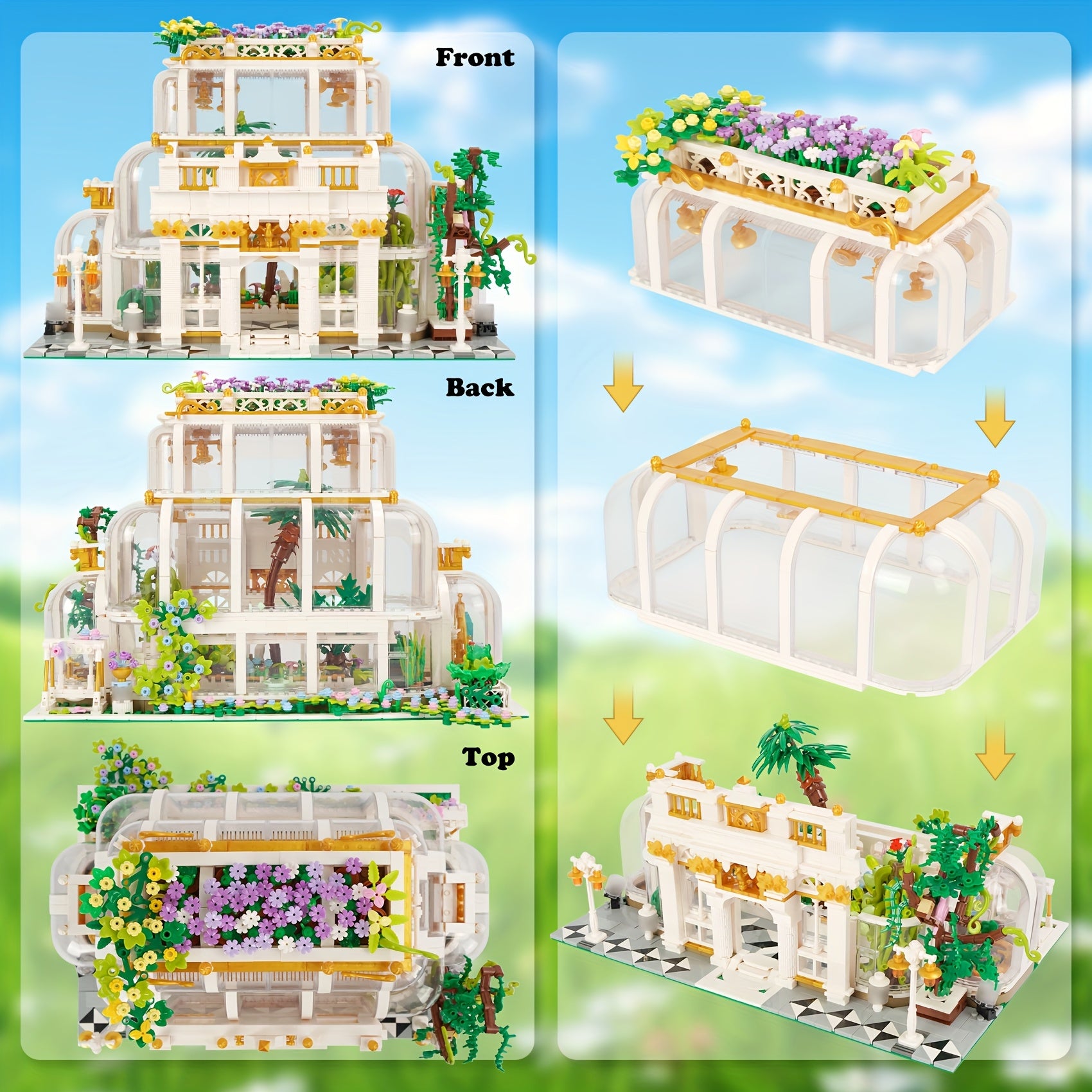 Garden Building Blocks Set with Plants, Greenhouse Toy Gift for Adults