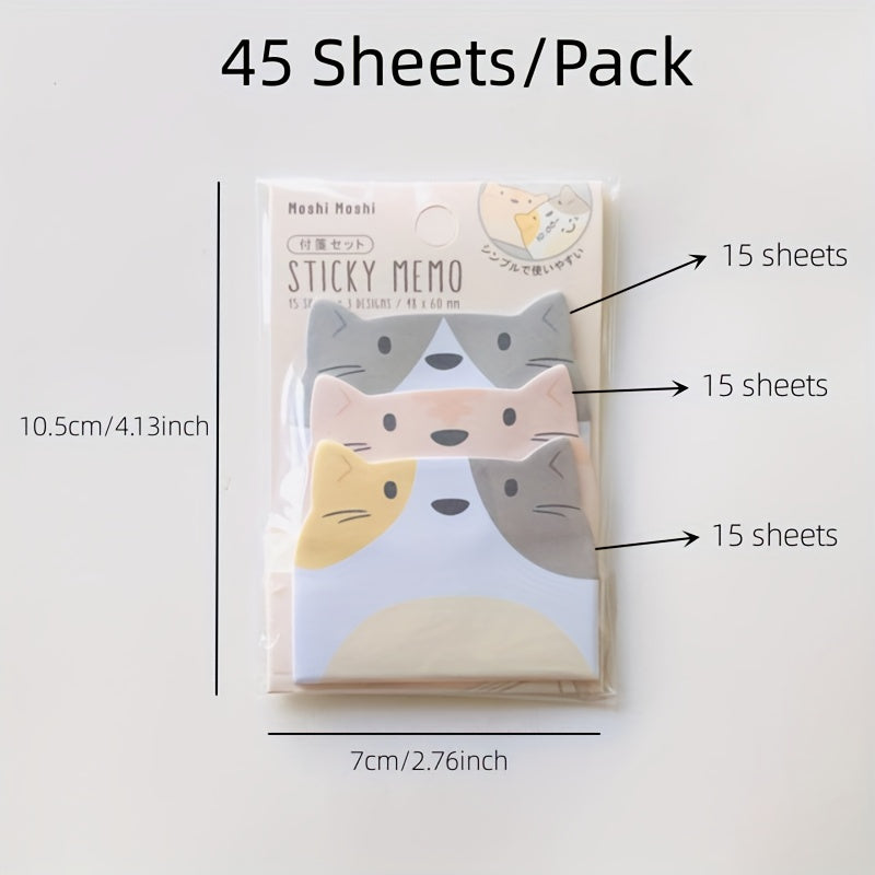 45-Sheet Cartoon Animal Sticky Notes Pack for Students