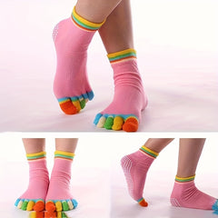 Five Toe Split Non Slip Silicone Grip Socks Yoga Workout Fitness