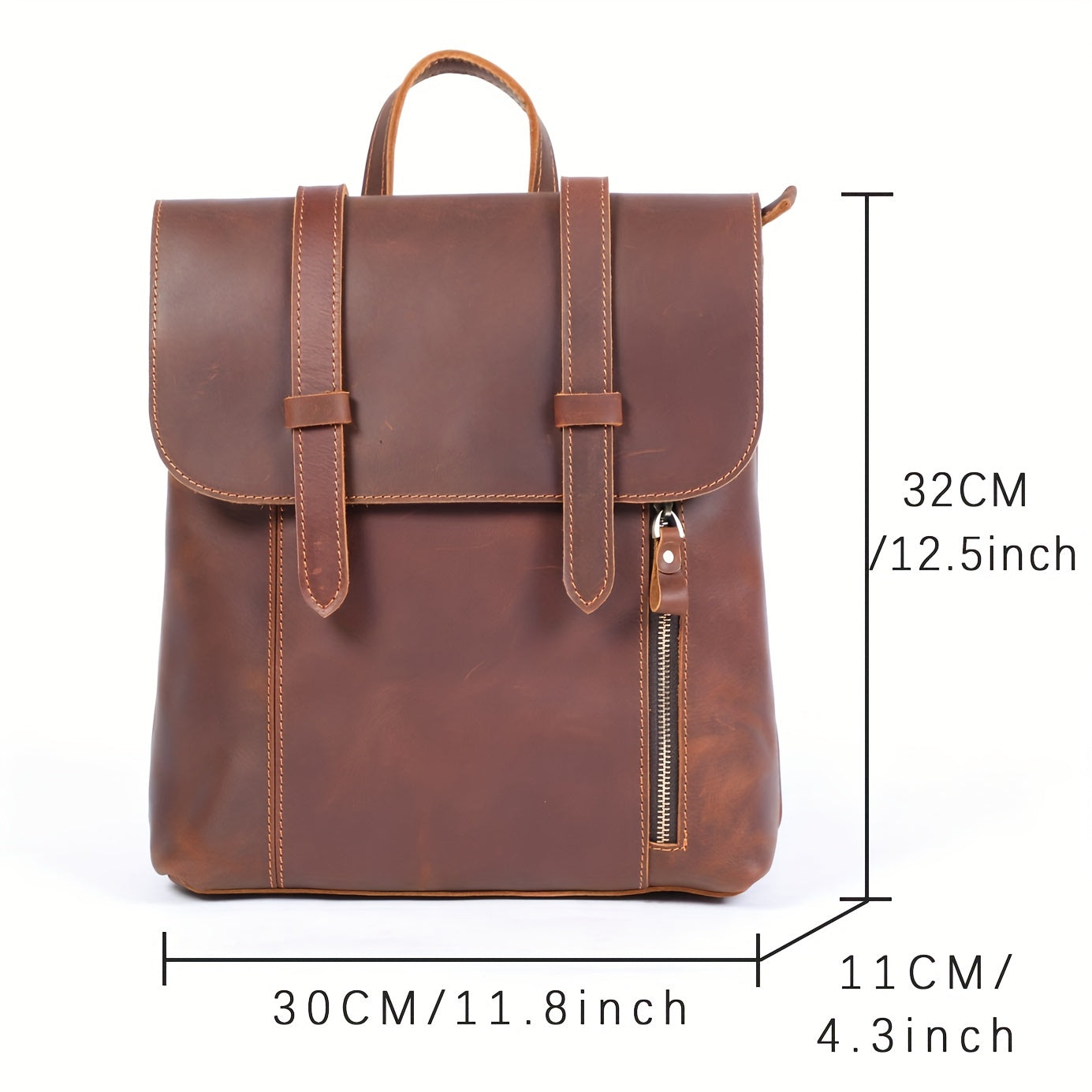 Vintage Leather Backpack Casual Schoolbag Functional Backpack