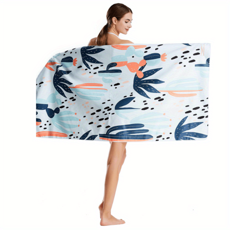 Leaf Pattern Beach Towel Quick Drying Absorbent Sandproof Microfiber