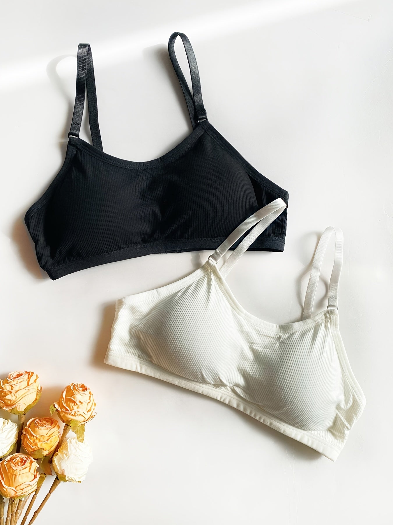 4pcs Wireless Push Up Bras Ribbed Comfy & Breathable Women's Lingerie