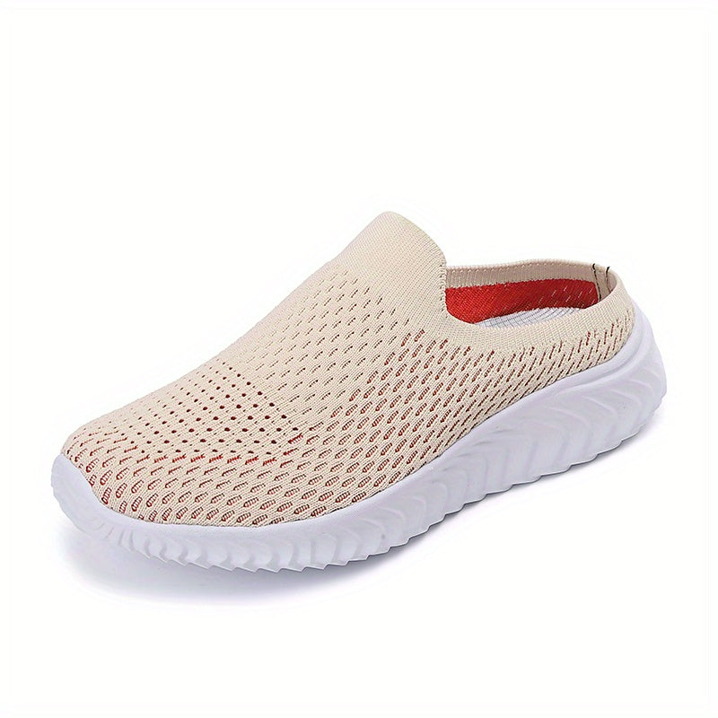 Women's Knit Mule Sneakers Slip On Flats Non Slip Outdoor Shoes