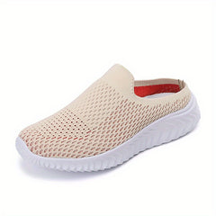 Women's Knit Mule Sneakers Slip On Flats Non Slip Outdoor Shoes