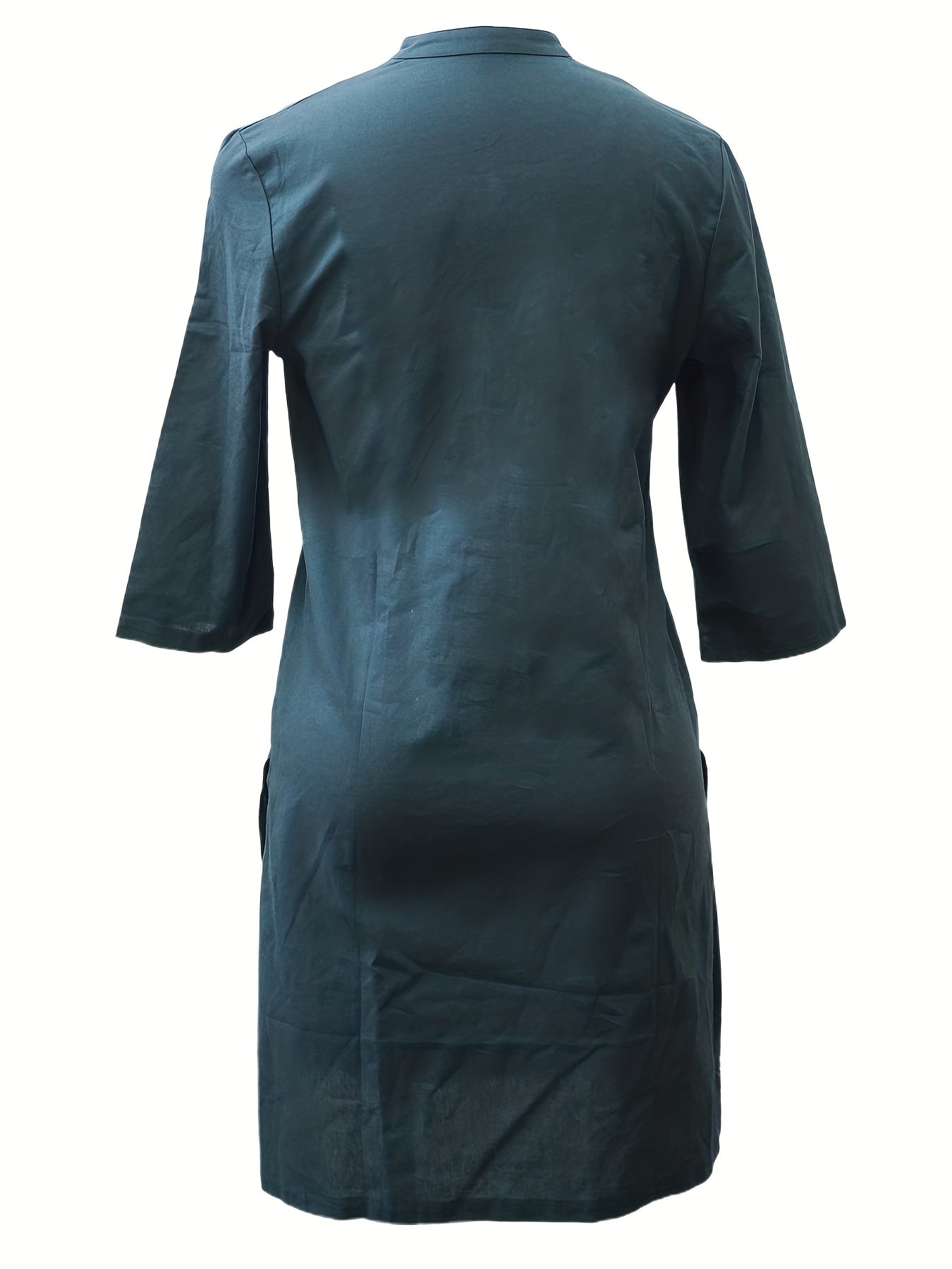 Vintage Solid V Neck Jacket Women's Clothing