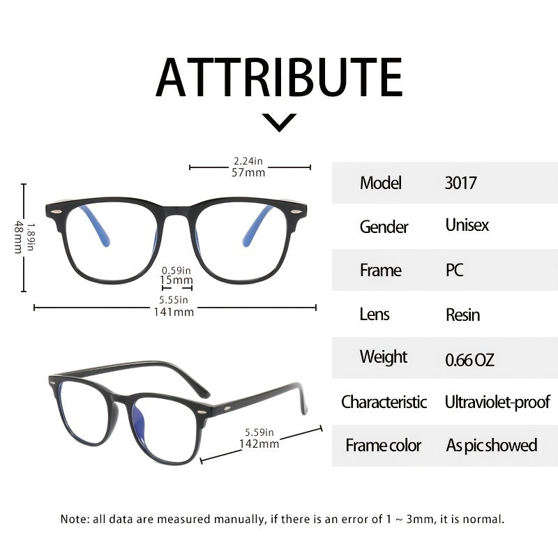 Multicolor Women's Transparent Glasses Frame Light Blocking Glasses