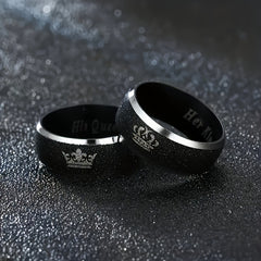 Crown Pattern Couple Ring King Queen Street Style Wedding Jewelry