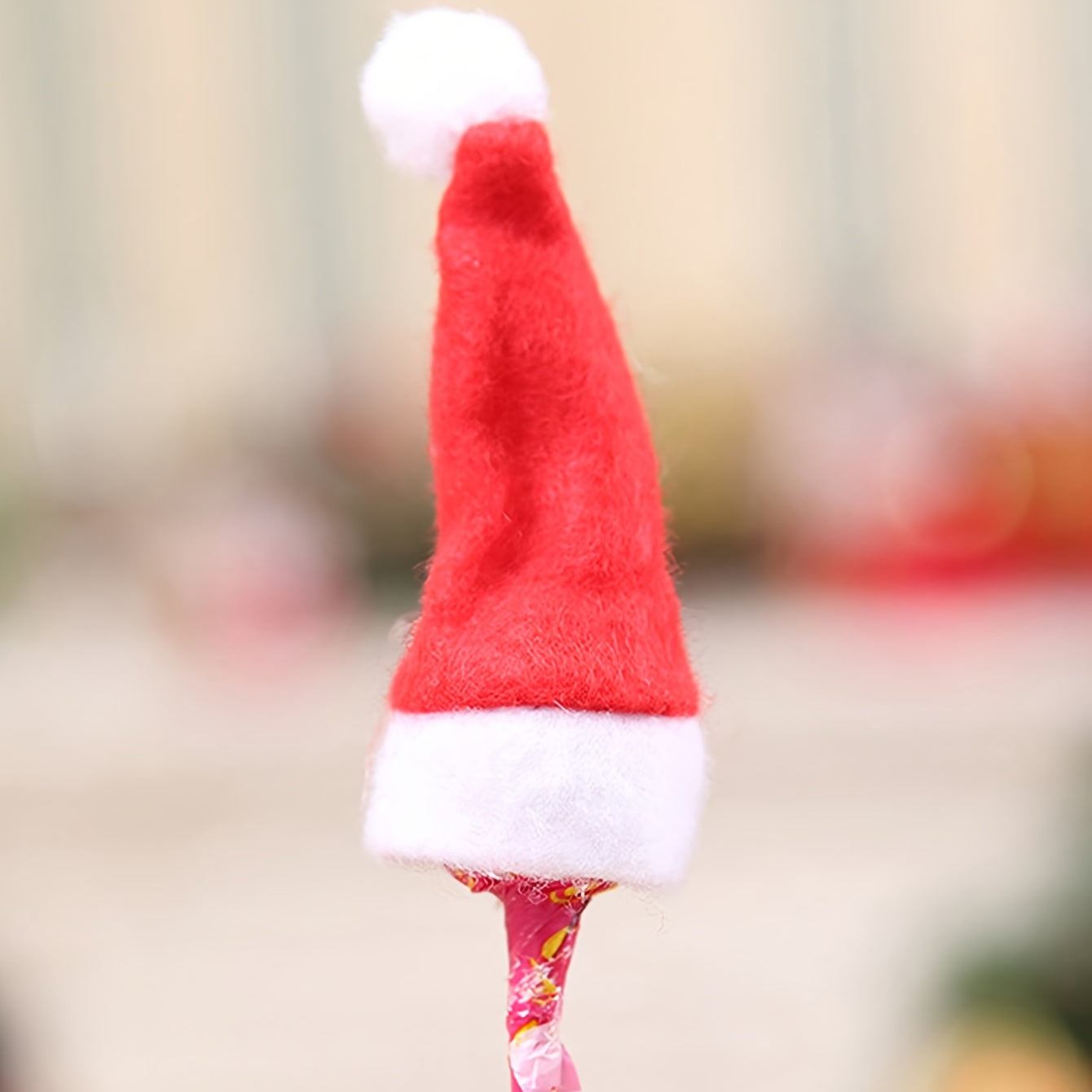 10pcs Christmas Lollipop Hat Non-woven Mini Christmas Hat Decorations