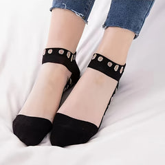 Leopard Basic Invisible Crew Socks Women's Summer Short Socks