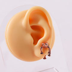 Vintage Frog Front & Back Earrings 14K Plated