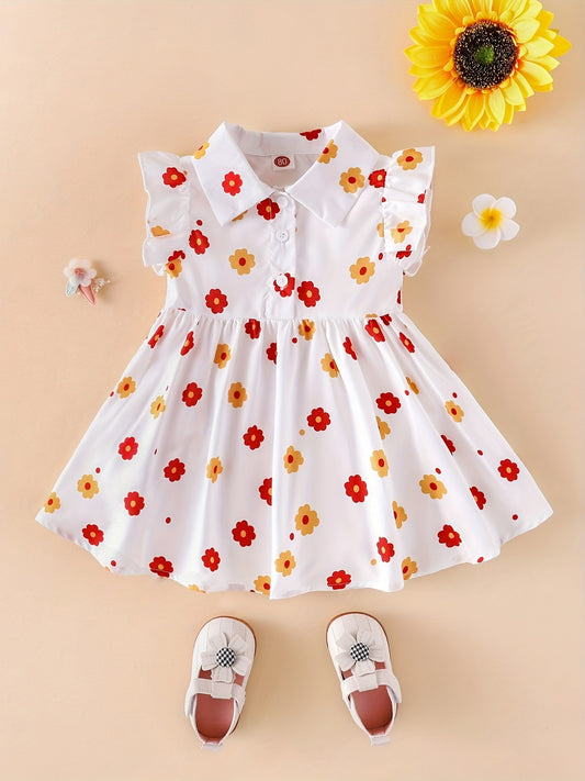Infant Baby Floral Flutter Sleeve Dress