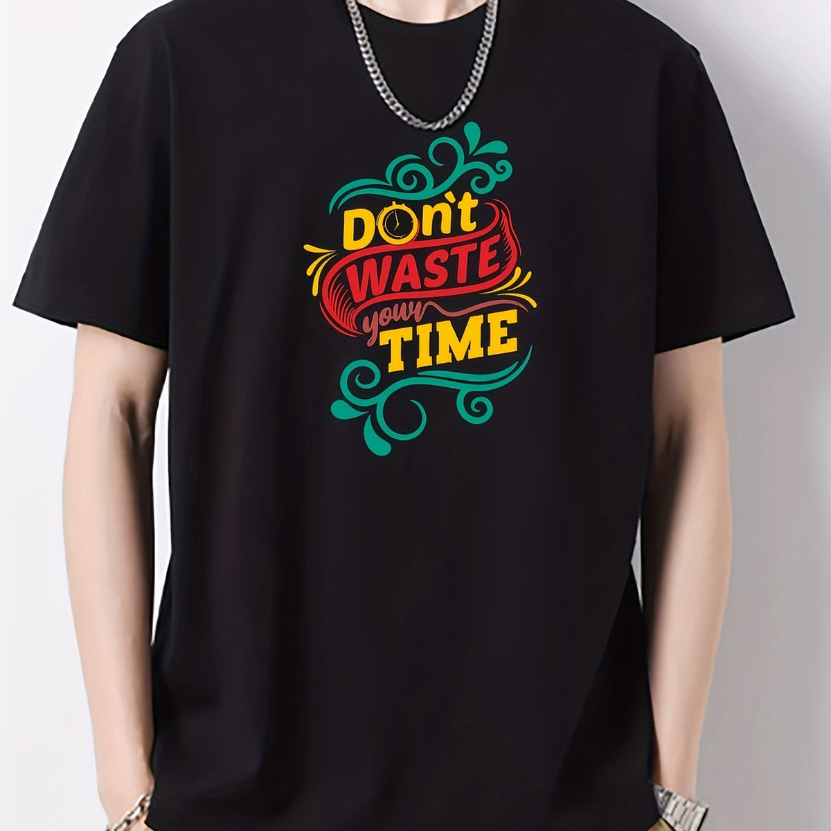 Men's Cotton Letter Print Active T-shirt