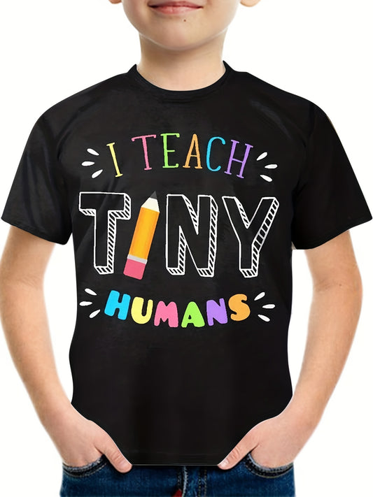 Kids 3D Print Casual T-shirt Boys Girls Letter Graffiti Graphic Tees