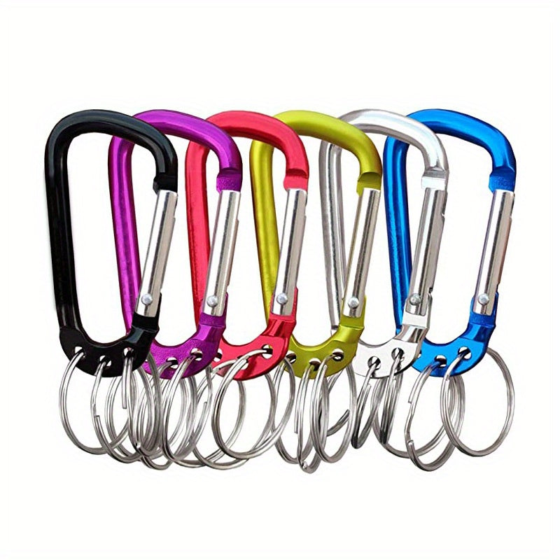 6pcs Aluminum D Buckles w/ 3 Key Rings Quick Release Carabiner
