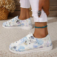 Women's Tie Dye Canvas Slip-On Loafers Casual Walking Shoes