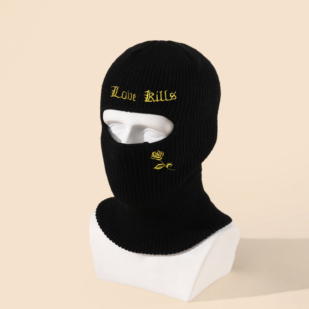 Autumn Winter Character Letter Embroidery Hole Knit Hat