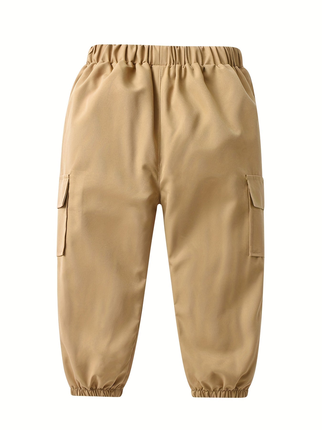 Boys Casual Elastic Waist Cargo Pants with Letter Patched Detail