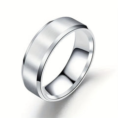 Stainless Steel Ring Matte Finish Beveled Polished Edge Comfort Fit