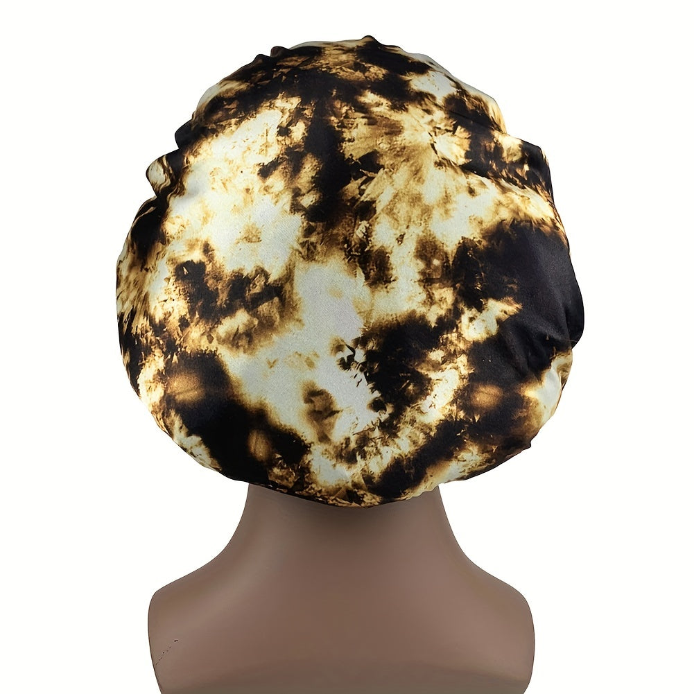 Tie Dye Satin Bonnet Curly Hair Large Silk Cap