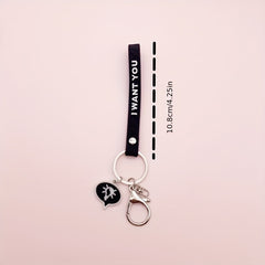 Soft PVC Geometric Cut Leather Rope Keychain For Men