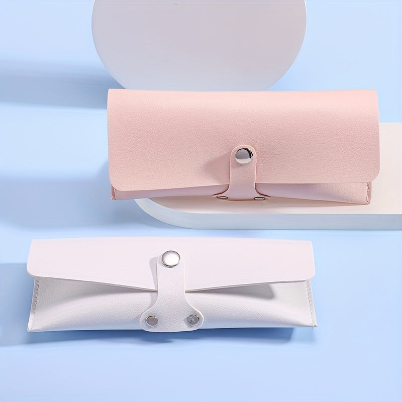Snap Button Eyeglasses Bag PU Leather Glasses Sunglasses Pouch
