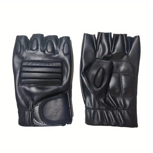 Men's Half Finger Leather Gloves for Sports and Riding