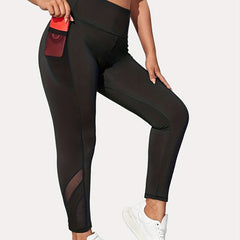  Contrast Mesh High Rise Leggings with Pockets