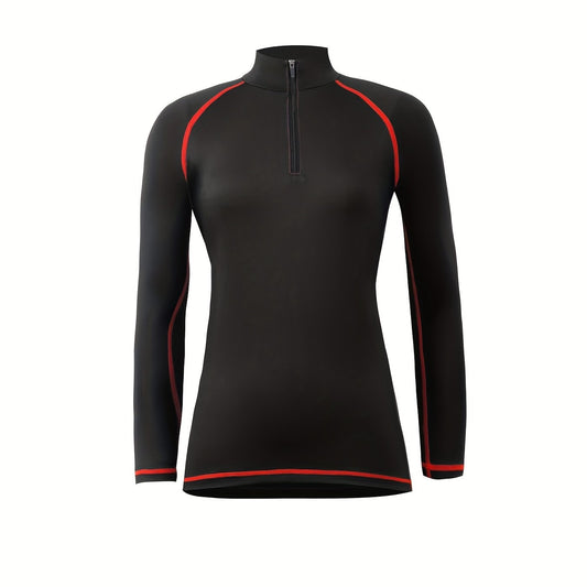 Quick Dry Long Sleeve Zip High Neck Sports Running T-Shirt
