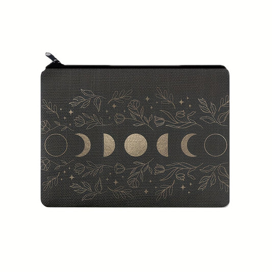 Moon Print Carry All Pouch Zipper Storage Bag Cosmetic Coin Purse