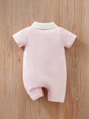 Baby Boys Casual Block Short Sleeve Romper